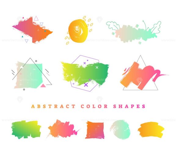 FREE Abstract colorful gradient brush shapes vector collection, modern background design elements set