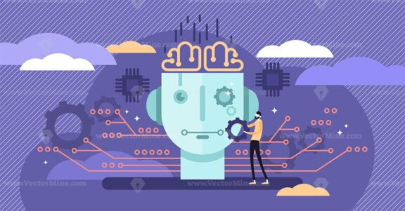 Artificial intelligence or AI vector illustration