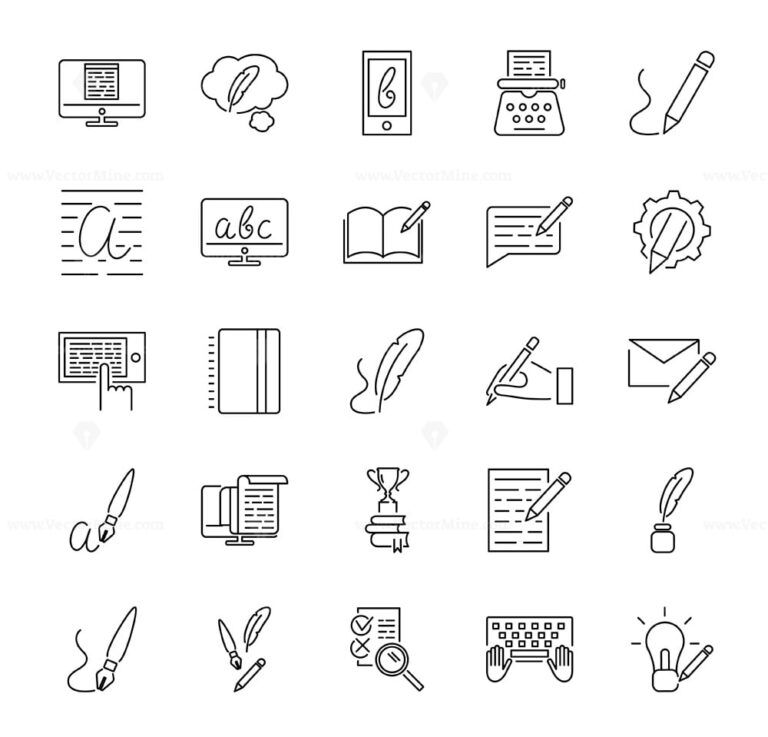 FREE Creative copywriting vector illustration icon collection set