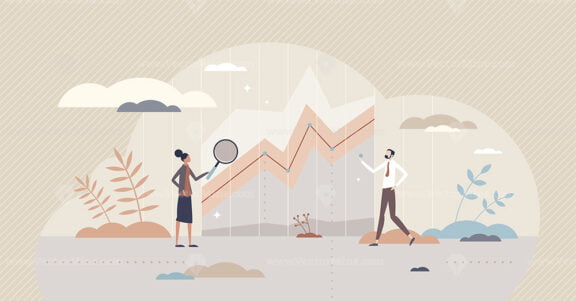Data visualization and report presentation or explanation tiny person concept