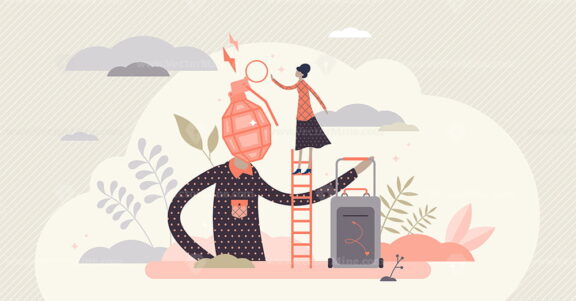 Fed up family couple relationships, flat tiny person vector illustration