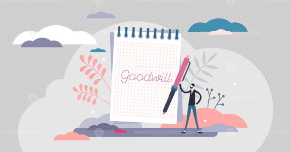 Goodwill concept, flat tiny person vector illustration