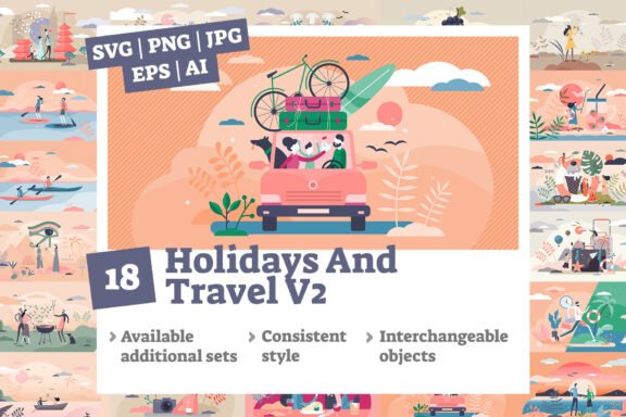 18 Holidays and Travel v2 Concepts Bundle
