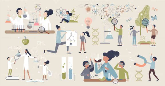 Kids science with physics and chemistry exploring tiny person collection set