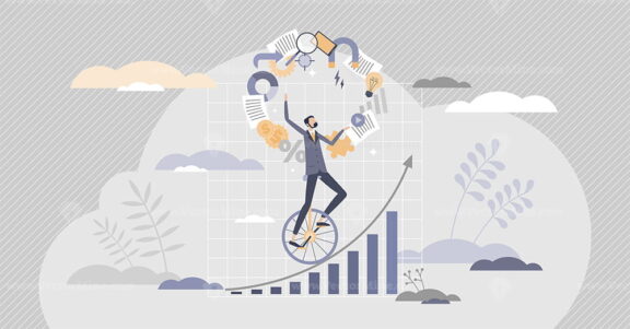 Marketing expert with advertisement strategy optimization tiny person concept