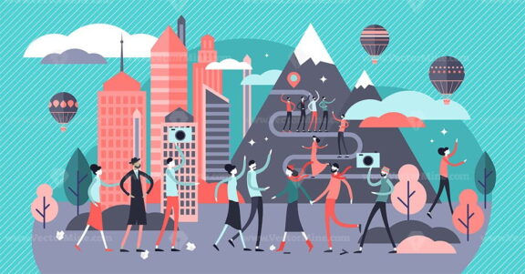 Overtourism vector illustration