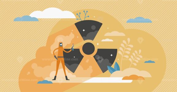 Radiation concept, flat tiny person vector illustration