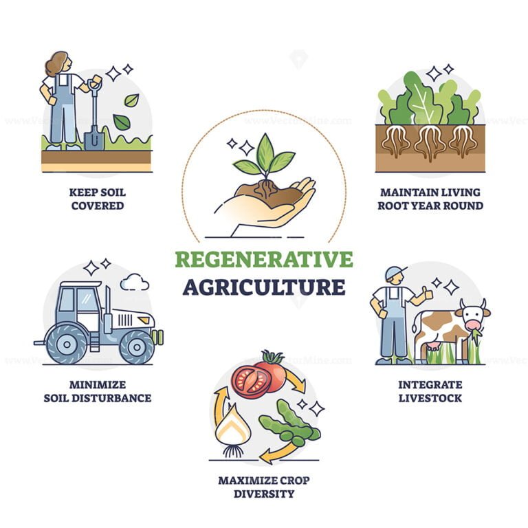 Regenerative agriculture method for soil health and vitality outline diagram