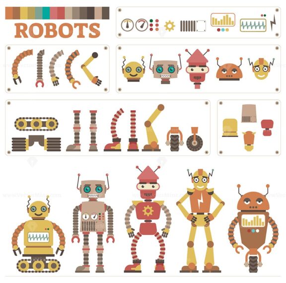 Robot character vector kit