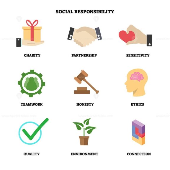 FREE Vector illustration with social responsibility icon set