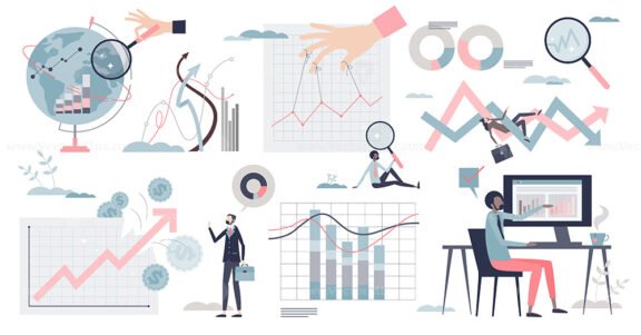 Statistics and data interpretation with graphics tiny person collection set