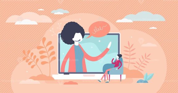 Webinar female vector illustration