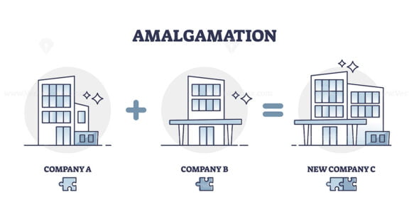 Amalgamation unity as merge business together with partner outline diagram