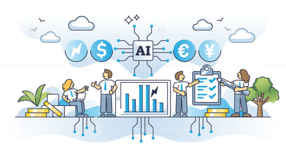 Artificial intelligence in finance for AI money investment outline concept