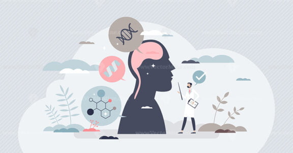 Biomarkers test as medical indicator for body diagnosis tiny person concept