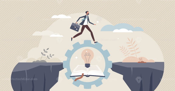 Bridging the gap with business knowledge and education tiny person concept