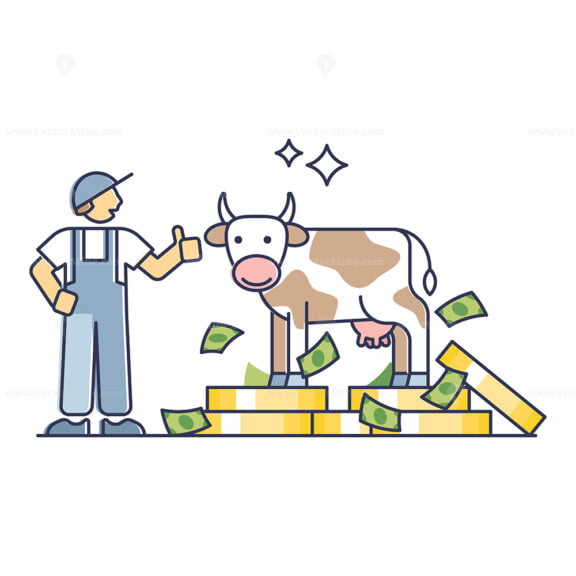 Cash cow as venture that generates a steady return of profits outline concept