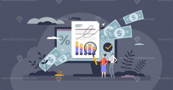 Cash flow as finances planning or money movement analysis tiny person concept