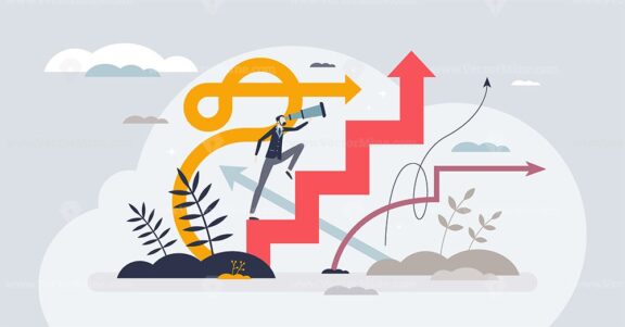 Choosing career path and business strategy for future tiny person concept