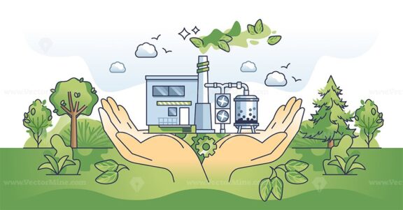 CO2 carbon dioxide emissions with hands capturing fossil gas outline concept