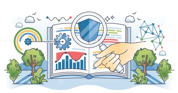 Data governance framework for information protection outline hands concept