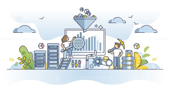 Data mining process with information database analysis outline concept