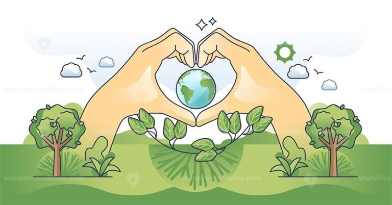 Environmental awareness and biodiversity protection in hands outline concept