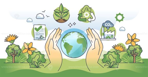 Environmental policy and nature protection principles outline hands concept