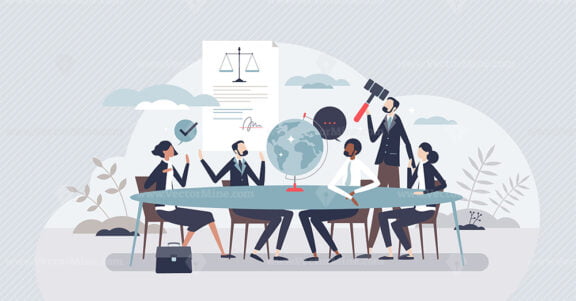 Governance and global legal document agreement talk tiny person concept