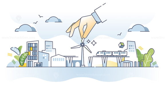 Green infrastructure planning with sustainable city power outline concept