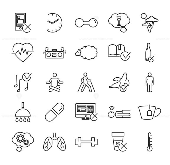 FREE Healthy or problematic sleep vector illustration icon collection set