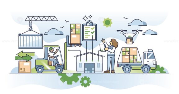 Inventory management as warehouse organization and control outline concept