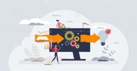 Machine learning and AI with artificial intelligence tiny person concept