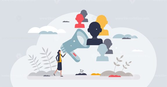 Media relations as PR form to announce company news tiny person concept
