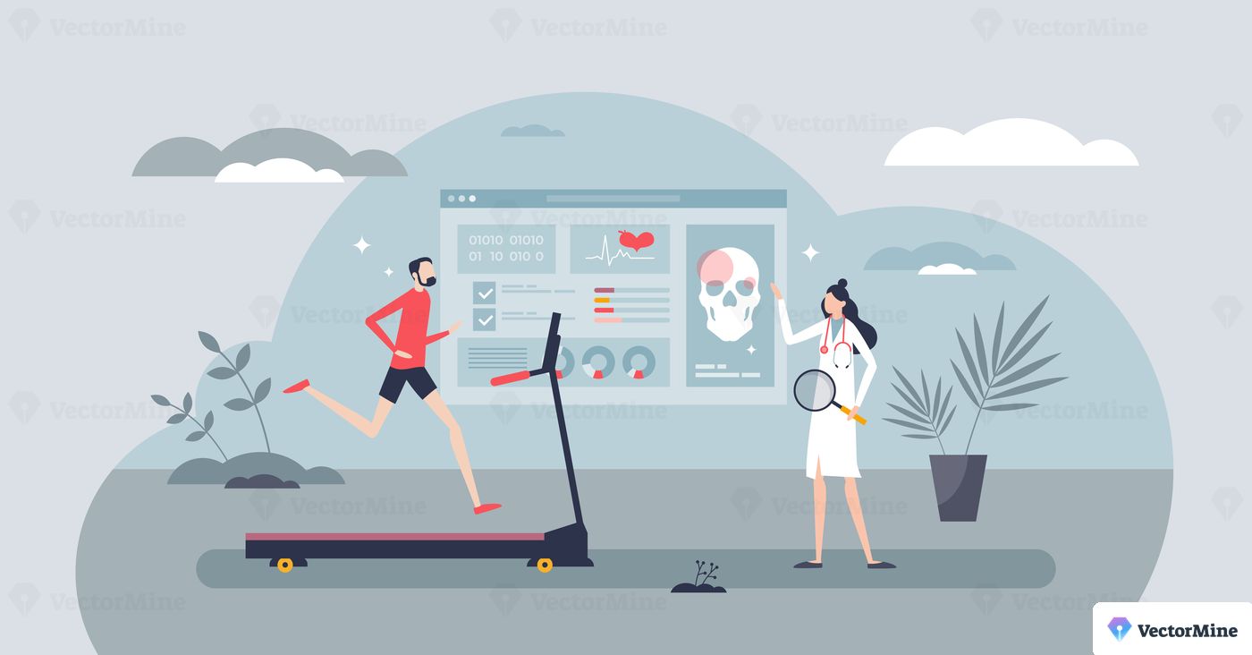 Medicine 3.0 as new generation medical diagnostics tiny person concept. Effective and modern health checkup with customized and personalized patient treatment and rehabilitation vector illustration.