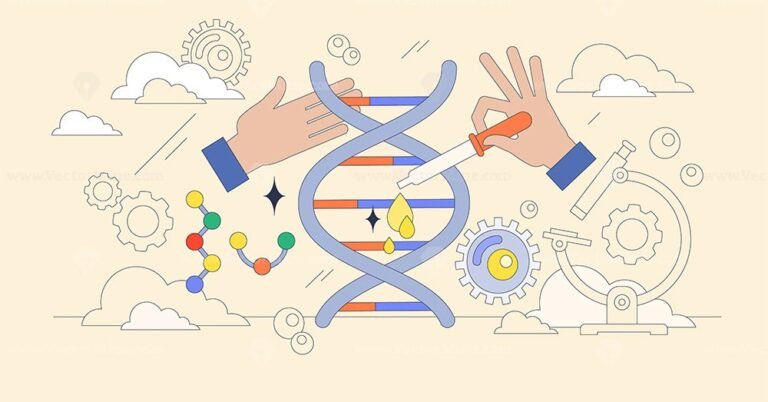 Molecular biology and biotechnology science study tiny neubrutalism concept