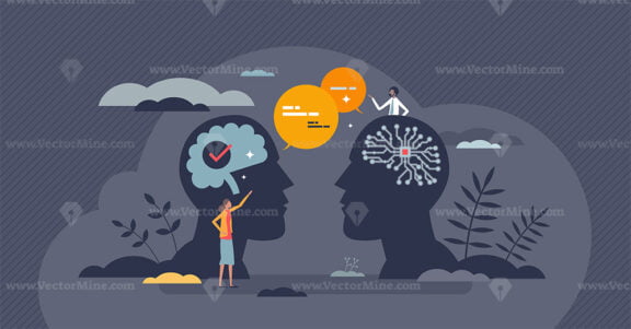 Natural language parsing or NLP for AI speech development tiny person concept