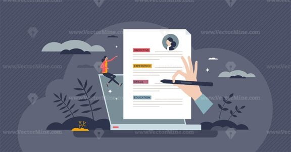 Resume writing and CV typing for vacancy application tiny person concept
