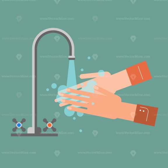 FREE Washing hands concept, flat tiny person vector illustration