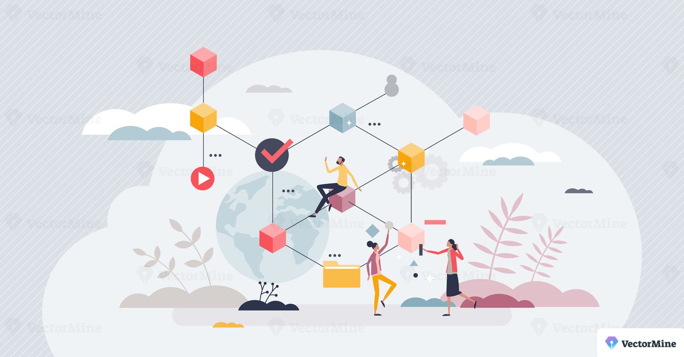 Web 3.0 or third generation for network technology tiny person concept. Future website platforms with digital and futuristic online connection vector illustration. New system for home page standard.